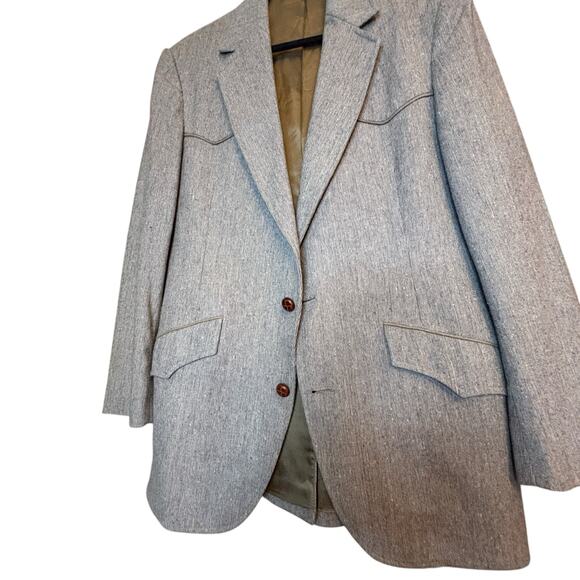 Pendleton Vintage Western Taupe 100% Virgin Wool MENS Two Button Blazer sz 42 - Picture 6 of 11